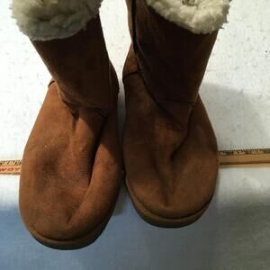 Sz 9 SO Women’s Chestnut Brown Faux Fur Cozy Winter Mid-Calf Boots